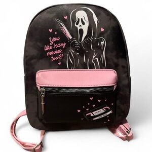 Black and Pink Backpack with Ghostface Design